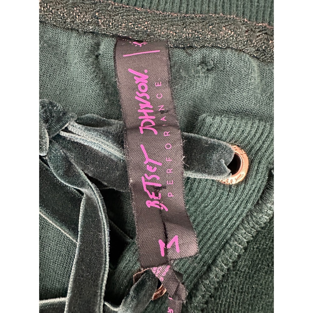 Betsey Johnson Velour Lace Up Sweatshirt Green Performance Womens M Christmas - Picture 5 of 13